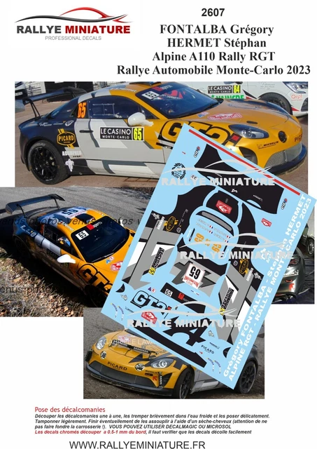 Décalcomanie 1/18 Alpine Renault A110 Darniche Rallye Monte Carlo 1973
