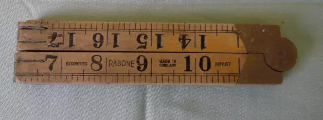 Vintage Rabone Boxwood Brass no 1167 Wooden Ruler 24in. Measurements are 24in L