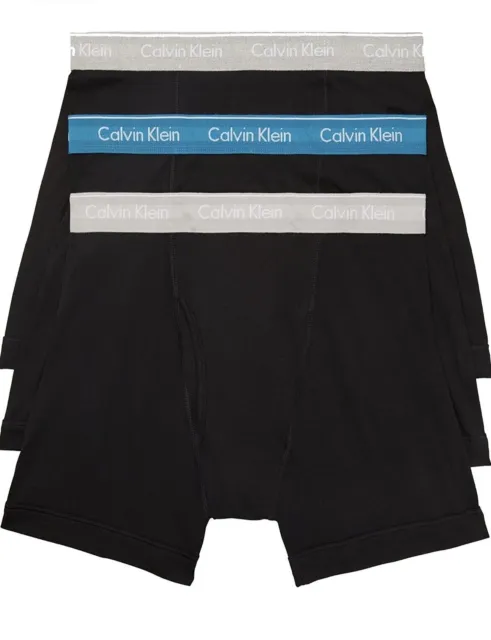 Men's Calvin klein 100% Cotton Classic Fit 3-Pack Boxer Brief black $42.50