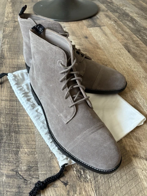 ALL SAINTS MENS Harland Taupe Brown Cap Toe Suede Boots New  display picture 1