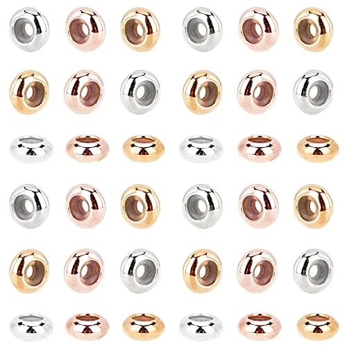 60 un. cuentas deslizantes de silicona de latón, cuentas de tope de 3 colores 7 mm broches deslizantes tapón