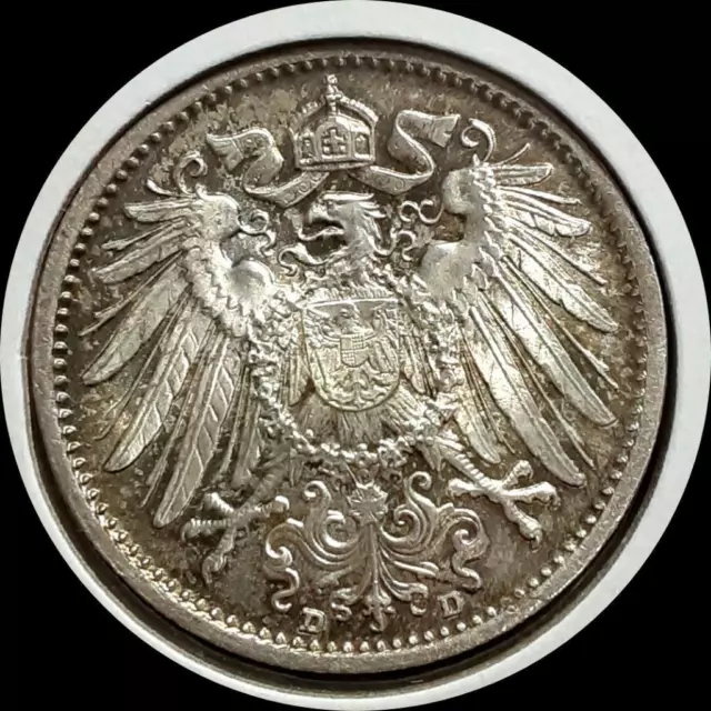 Germany 1914-D mark old silver coin #4629 attractive light tone BU