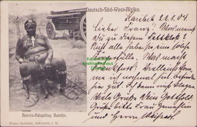 159006 AK Herero-Häuptling Bandjo Deutsch-Süd-West-Afrika 1904 Karibib Franz