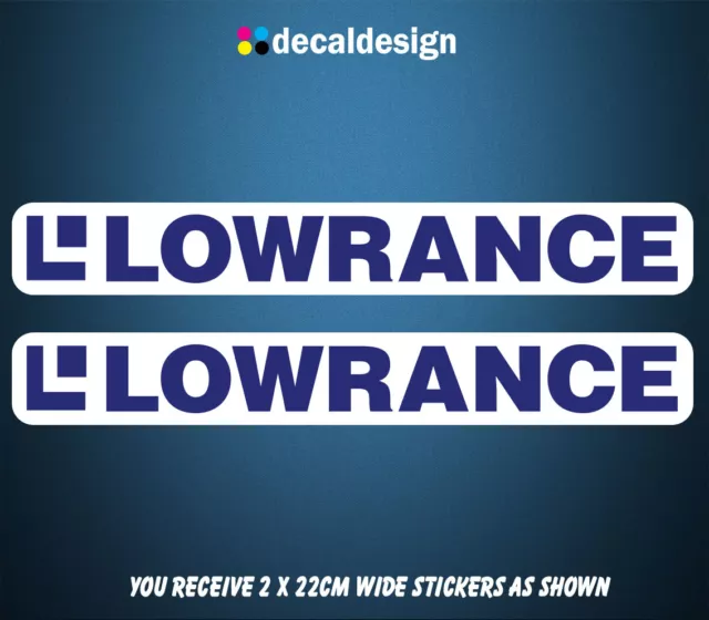 LOWRANCE Decals x 2 - 215mm Wide - Premium Quality Printed Boat Stickers