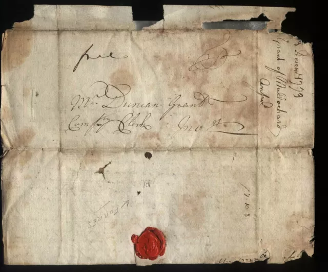 1773 FREE, FORRES p/m JAMES GRANT of Grantown on Spey to Duncan Grant, Inverness