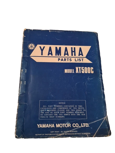 Manuale Ricambi Originale Yamaha Xt 500 C  Genuine Yamaha Xt500 Part List 1976