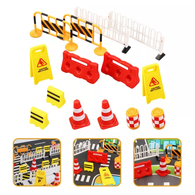 Mini Road Cones & Traffic Signs Playset - 14pcs-NP