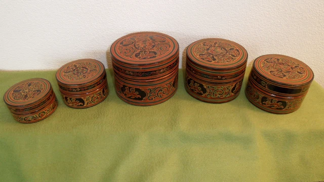 Lackdosen aus Burma Set mit 5 Dosen