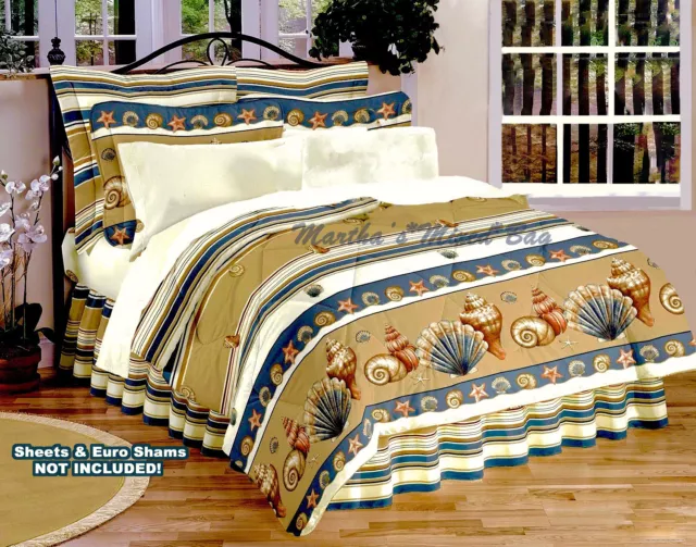 SEASHELL Beige Comforter Set TROPICAL BEACH COASTAL Twin Full Queen King Sizes