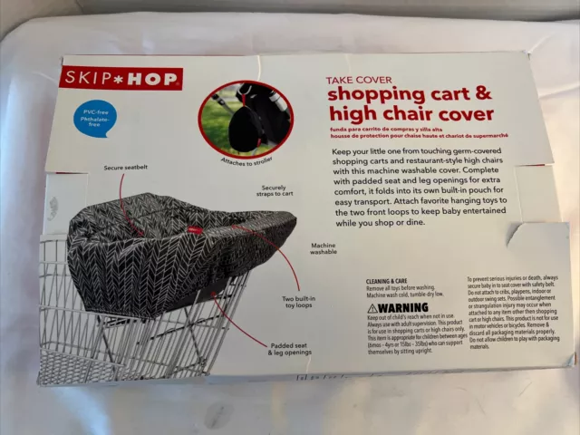 Skip Hop 2-in-1 Shopping Cart and High Chair Cover, Dark Grey & White ~ NEW 2