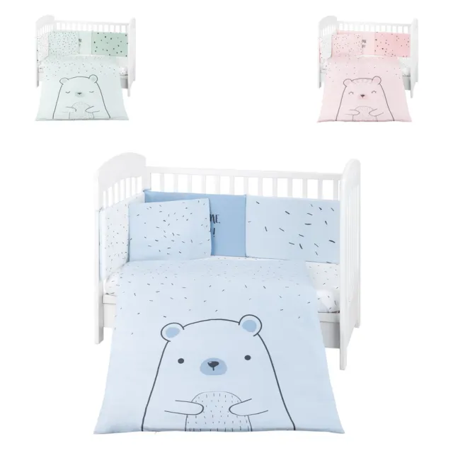 Ropa de cama de bebé Kikkaboo oso manta 6 piezas 135 x 95 cojines 45 x 35 sábanas 120 x 60