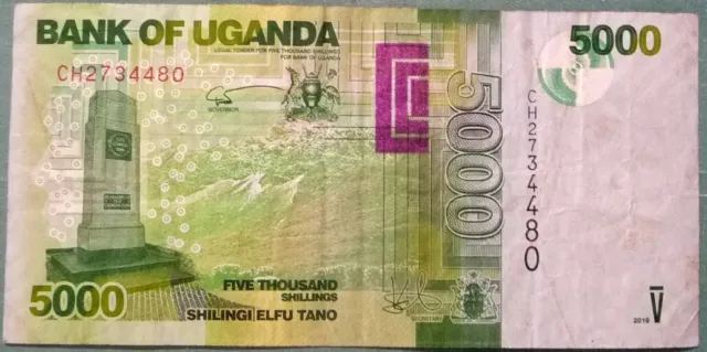 UGANDA 5000 5 000 SHILLINGI  NOTE FROM 2019,  P51 f