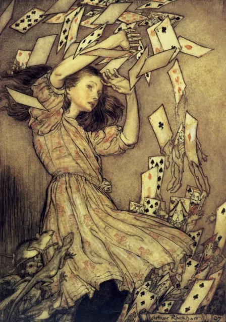 Alice In Wonderland and Pack of Cards Arthur Rackham Art Print Poster A3 A4 A5