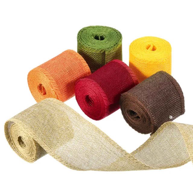 Cintas con cable de arpillera, cinta de tejido de arpillera natural de 2,4"x 3 yardas, multicolor, 6 piezas