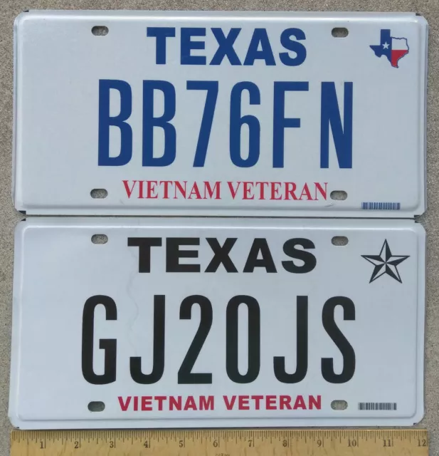 TX TEXAS VIETNAM VETERAN License Plates:  2 Different Designs