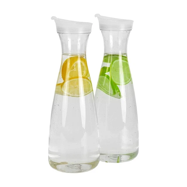Caraffe D'Acqua nel Plastica da 2 Pezzi con Coperchi un Linguetta Bianca, B E2E2
