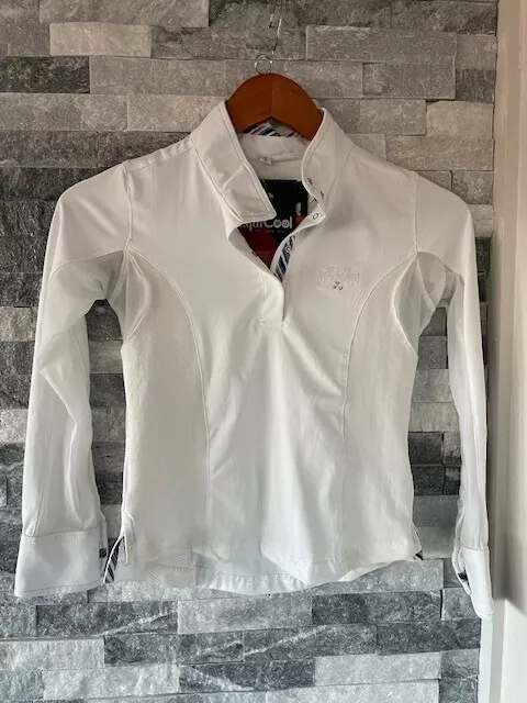 Kid's EQUINE COUTURE NWT Cara Long Sleeve Show Shirt-Color White-Size Small