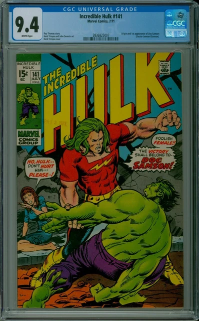 The Incredible Hulk #141 CGC 9.4 NM white pages 1st DOC SAMSON Marvel 3836825007