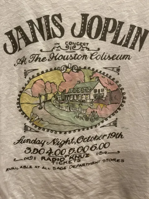 Janis Joplin In Concert At The Houston Coliseum Music T Shirt Adult Small Lucky