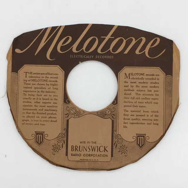 Vintage 78 RPM Melotone Company Record Sleeves-PRE-WAR- MFD. by Brunswick Radio