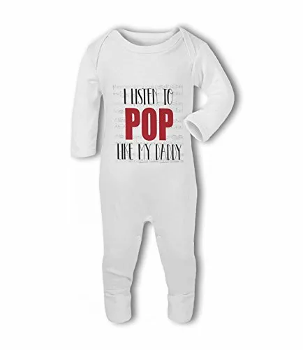 I listen to Pop like my daddy/mummy - Baby Romper Suit by BWW Print Ltd