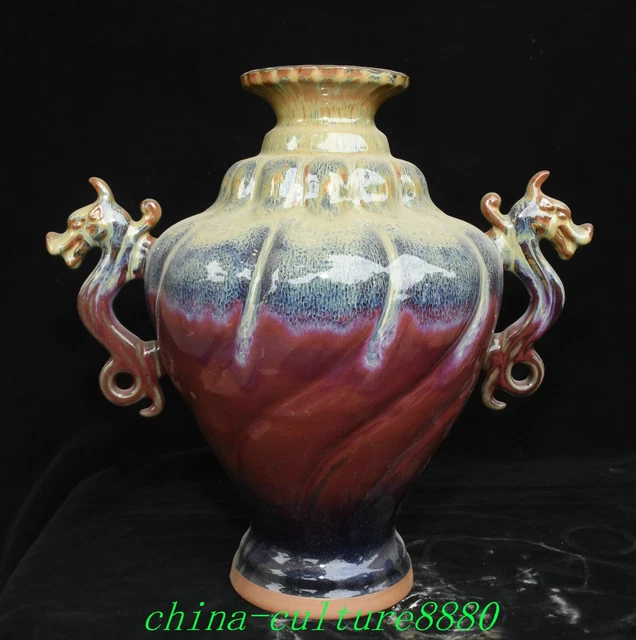 17.3 &MINGDAE WU Porcelaine Feng Shui Poisson Algue Fleur Crock Pot EUR