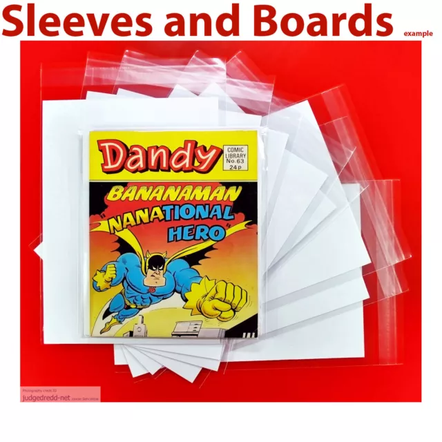 Dandy Comic Library Size SIze1 Comic Bags and Backing Sheets x 50 .