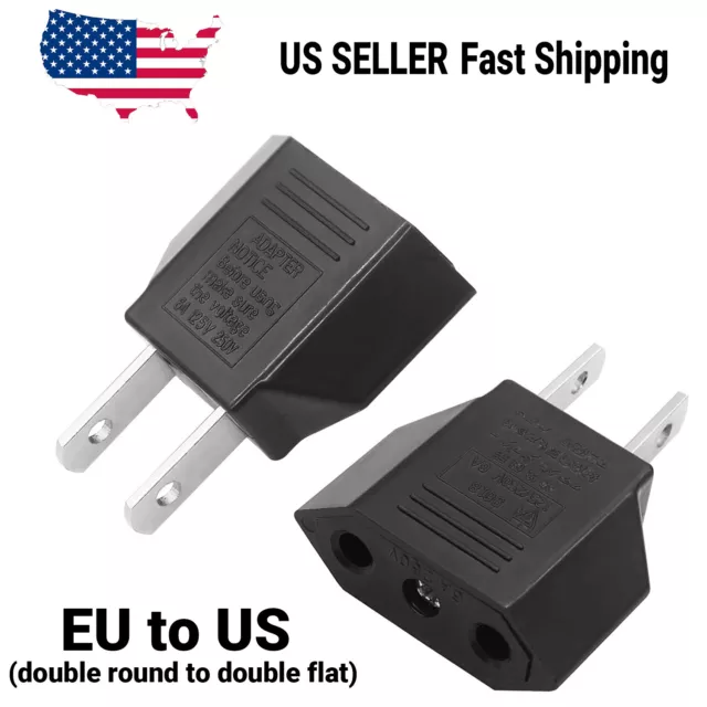 EU Euro Europe to US USA Power Jack Wall Plug Converter Travel Adapter Adaptor