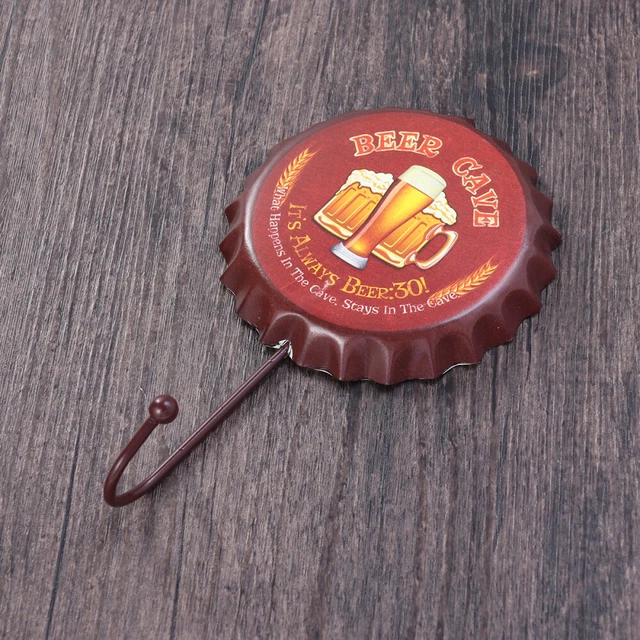 Retro Wrought Iron Beer Bottle Caps Decorative Hooks Creative Bag Organizer