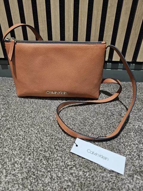 CALVIN KLEIN BROWN Faux Leather Crossbody bag new with tags 16.00