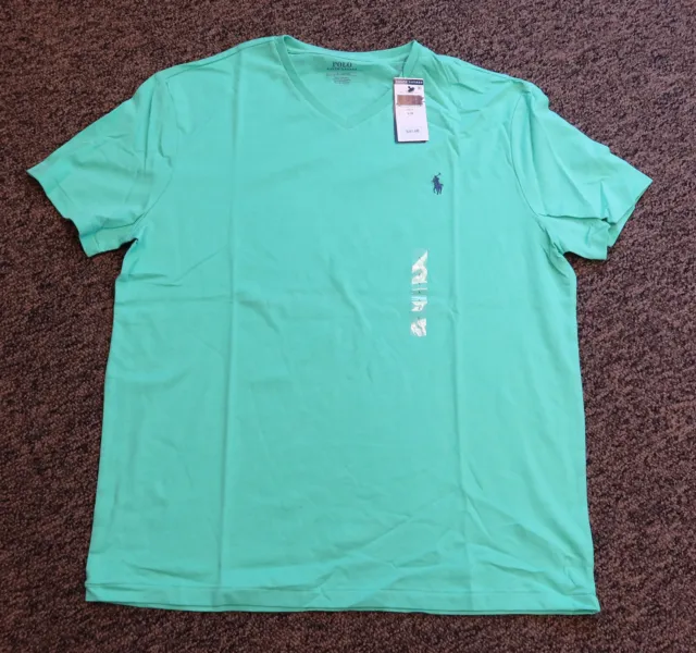 NEW POLO RALPH Lauren Men's V-Neck T-Shirt Tee GREEN - Size LARGE $9.95 ...