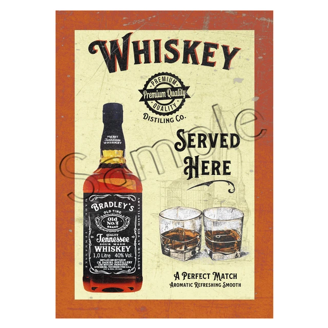 Whiskey personalisiertes Metallschild Bier Wein Gin Plakate Home Bar Brew