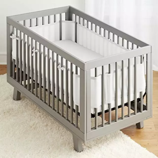 Soft Air Mesh Crib Liner Wrap Nursery Cot Bed Bumper Set Baby Breathable QP