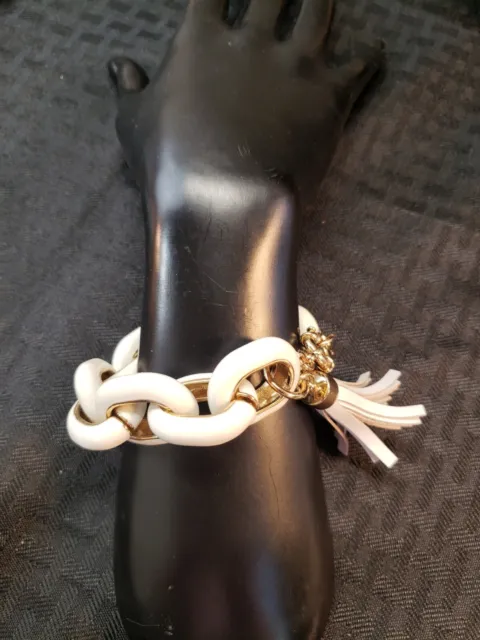 J. Crew White Enamel Chunky Chain Link Bracelet