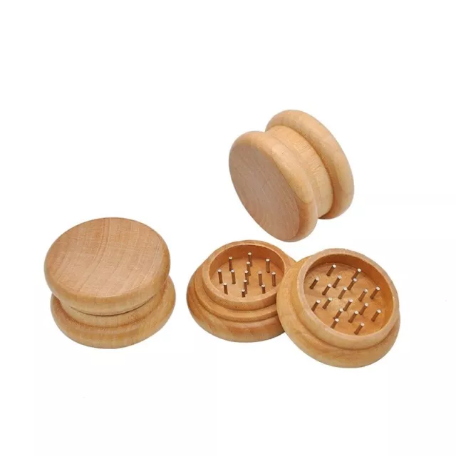 2-layer Grinder Natural Wooden Tobacco Spice Hand Herb Crusher for Smoking 3