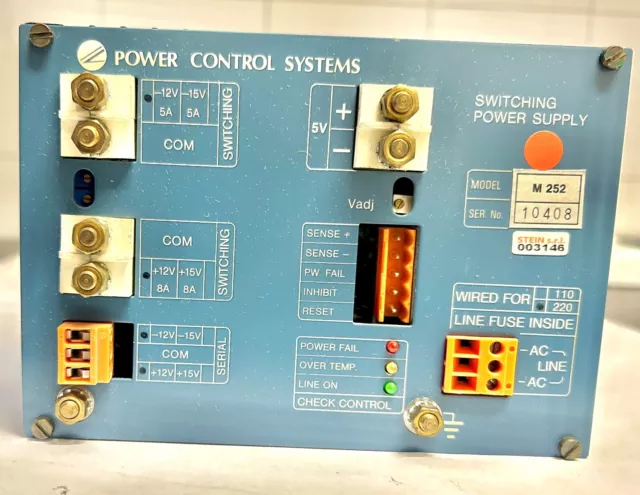 Power Control System -  MODEL M252 - 12V  5A (-15V 5A) +1 Switching Power Supply