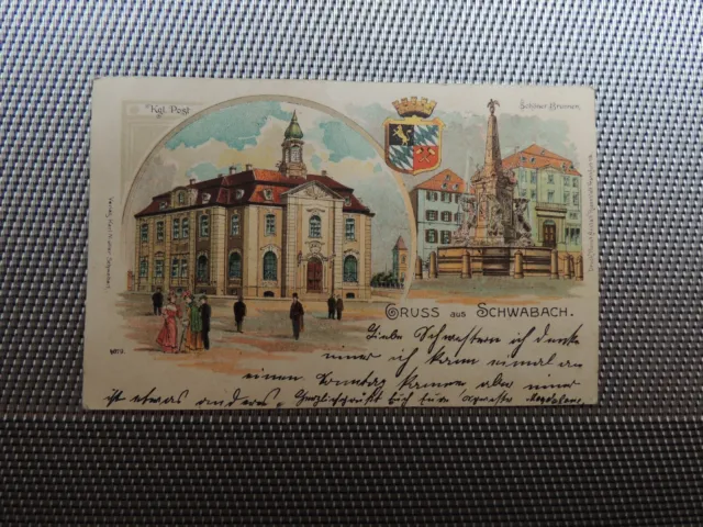 Postkarte „Schwabach Kgl. Post – Schöner Brunnen“ 1910