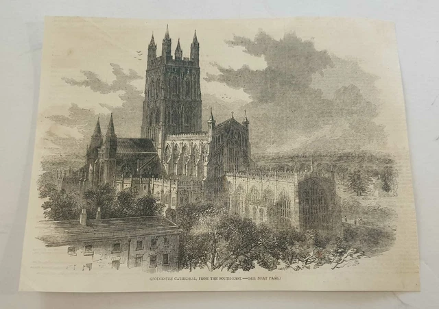ILN Gloucester Kathedrale, Südostansicht (1856 Gravur)