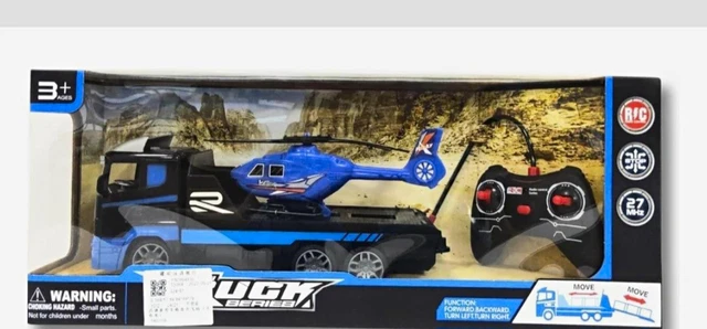 RC CAR TRANSPORTER Truck with Helicopter 27MHz Remote Control RTR Black ...