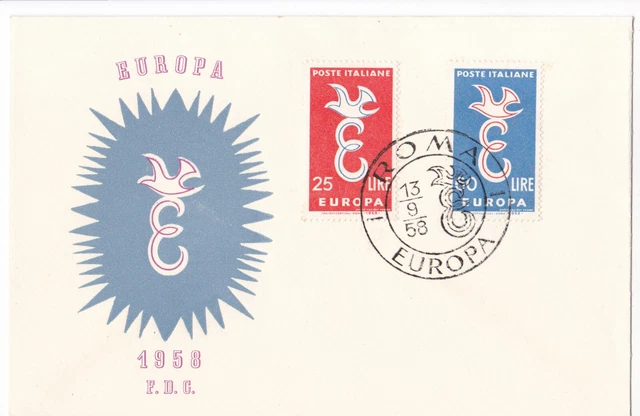 8x FDC 13.9. 1958 Europa Deutschland Italien LUX Frankreich Belgien Niederlande