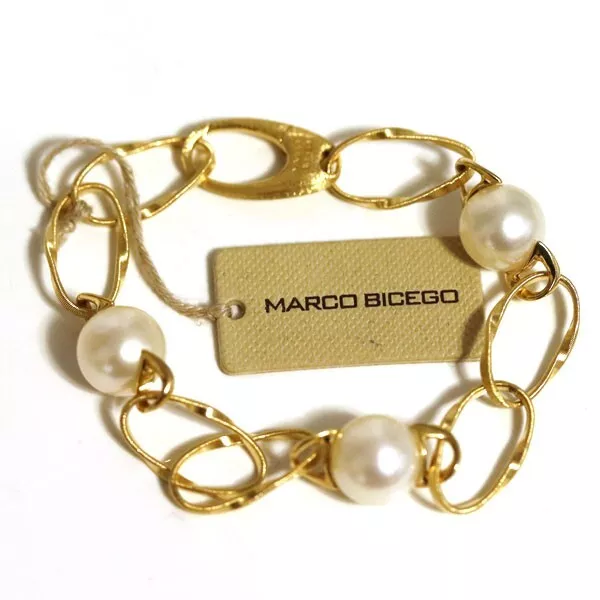 MARCO BICEGO NEW Marrakech Onde  18K Yellow Gold & Cultured Pearl Link Bracelet