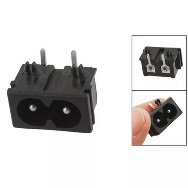 Black Male Plug IEC320 C8 AC Power Socket Connector 2.5A 250V