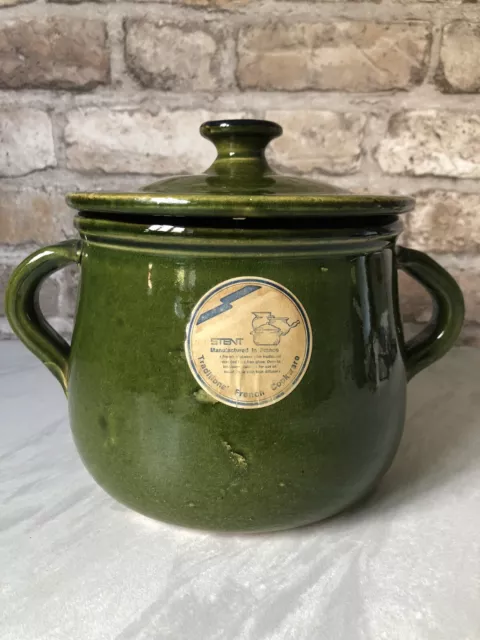 Large Stoneware Pot by STENT Traditional French Cookware Green Great Condition