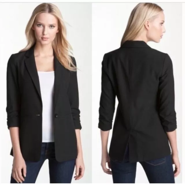 Michael Michael Kors Boyfriend Blazer 1 Button Single Breasted Ruched Sleeves 6
