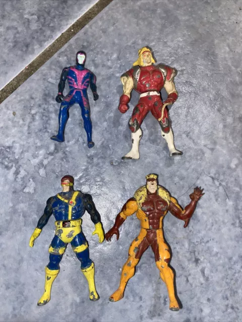 X-Men Toy Biz Marvel Heavy Metal Heroes Lot of 4 Die Cast Figures Vintage - Used