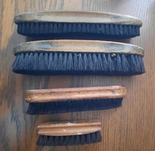 Vintage Wooden Handle Shoe Shine Brush / Polishing Brushes / Kiwi Brush Lot of 4
