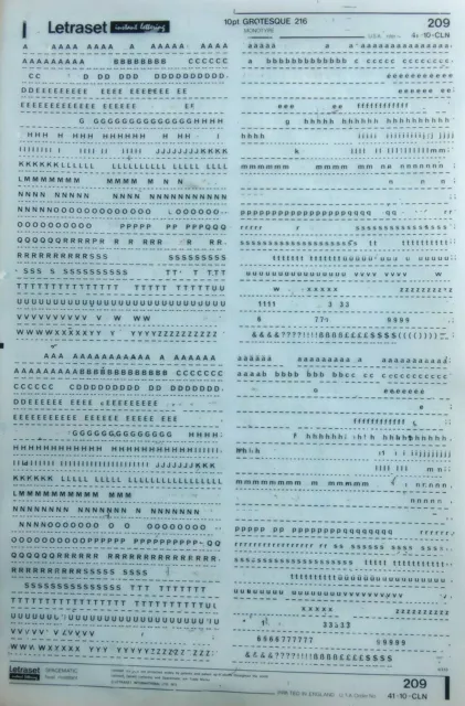 2 x LETRASET Rub On Transfers 10pt GROTESQUE 216 (#209) 2.6mm