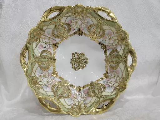 Noritake Nippon Hand Painted,  Gold Encrusted Bowl Gorgeous 10,5"