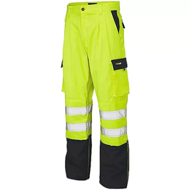 Mens Hi Vis Viz Plain & 2 Tone Polycotton Safety Work Trousers EN471 CLASS 1 3