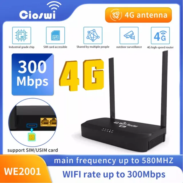 Router wireless 4G 300 Mbps hotspot WiFi e scheda SIM SBLOCCATA porta inoltro Regno Unito